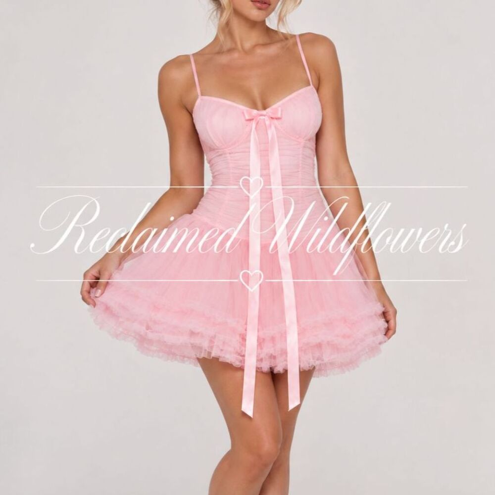 Sugar Thrillz by Dolls Kill Pink Glitter Tulle Tutu Mini Dress M